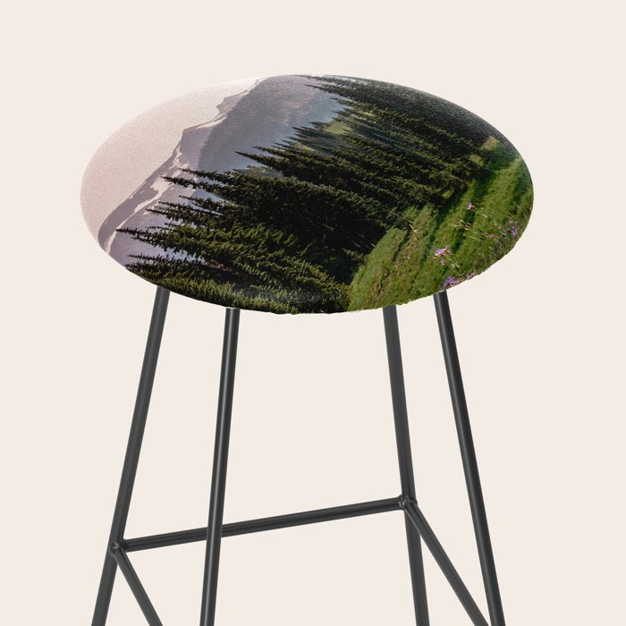 Mount Rainier Summer Adventure X - Pacific Northwest Mountain Landscape Stool Gallery Image 2