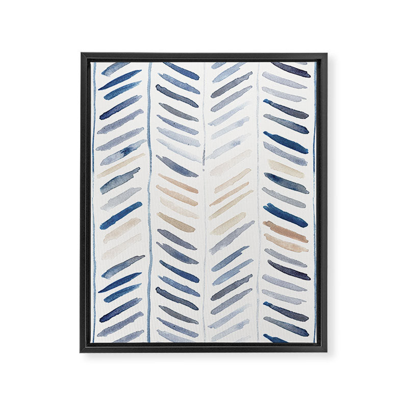 artistic herringbone in indigo and earthy shades Framed Canvas Print Gallery Image 8