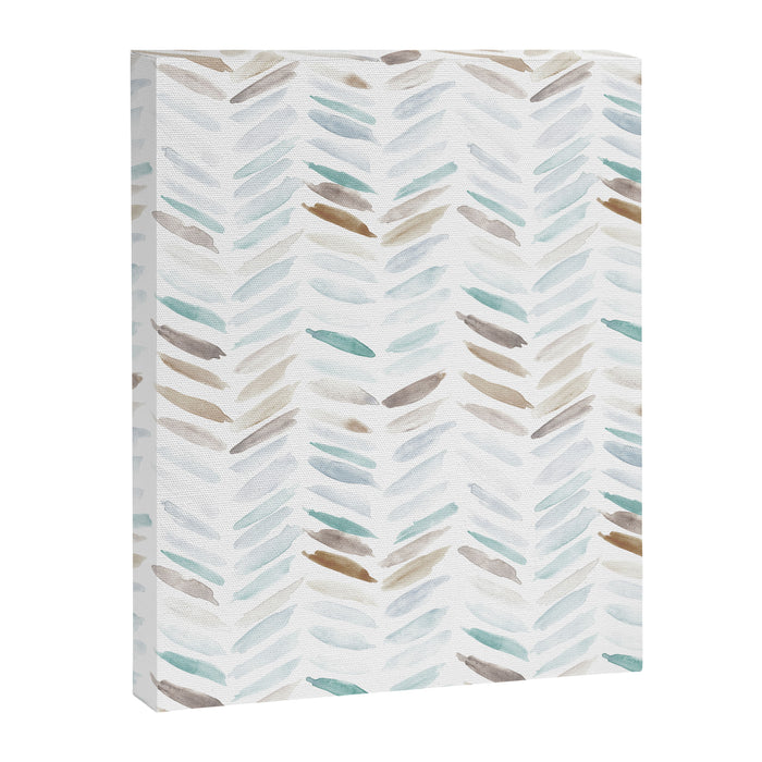 Artistic herringbone - watercolor chevron in blue and earthy Canvas Print Gallery Image 1
