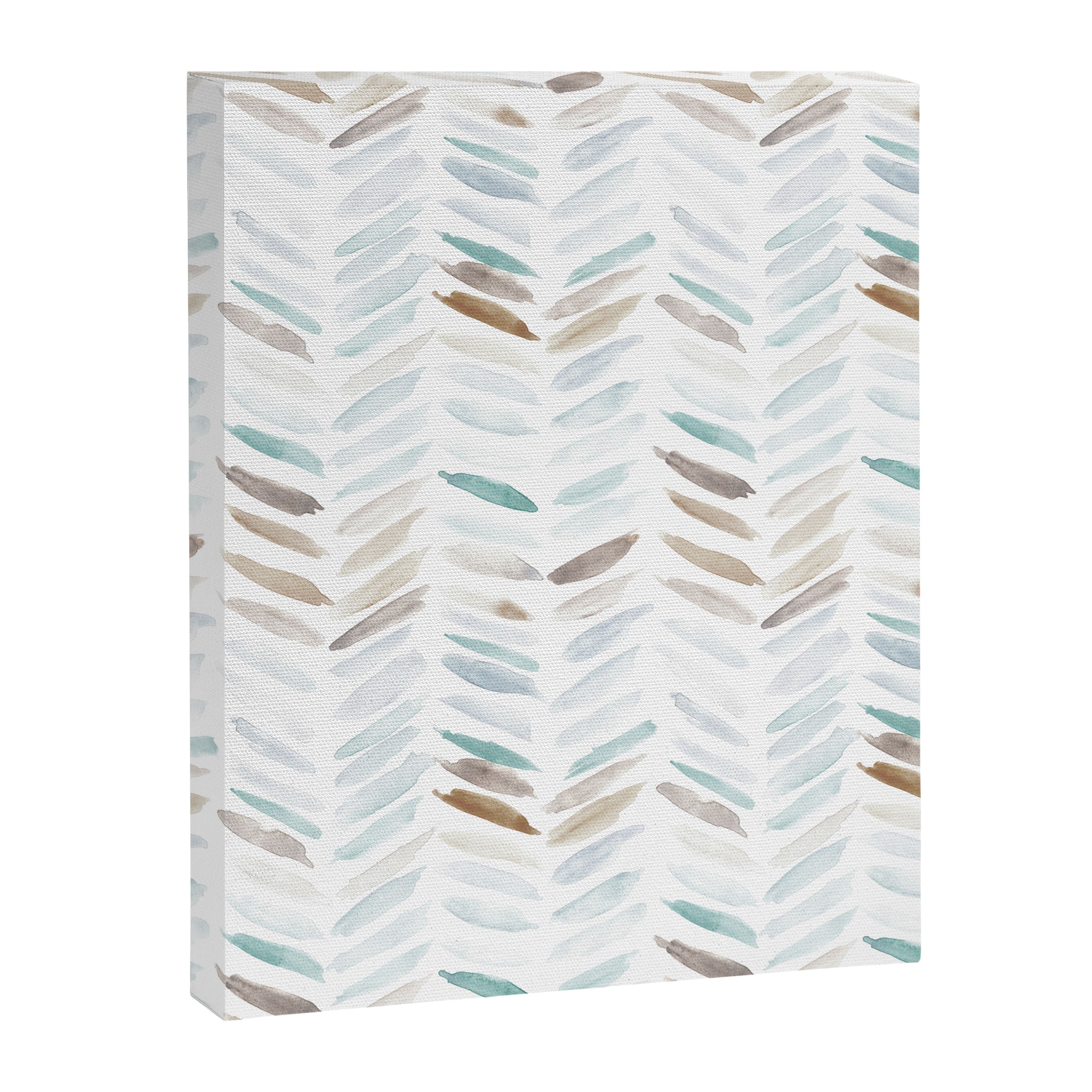 Artistic herringbone - watercolor chevron in blue and earthy Canvas Print Gallery Image 8