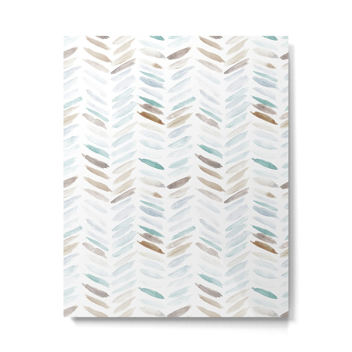 Artistic herringbone - watercolor chevron in blue and earthy Metal Print Gallery Image 1