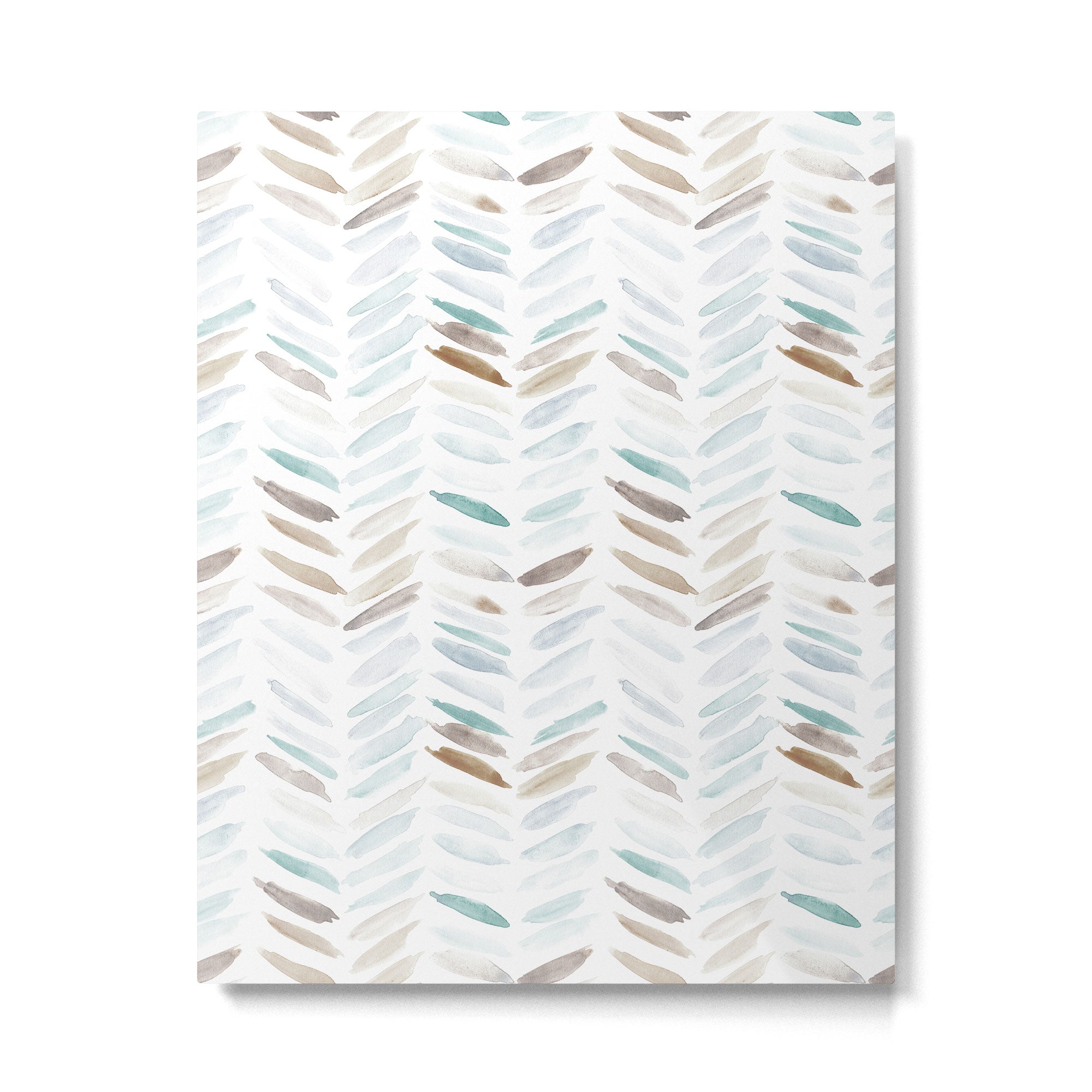 Artistic herringbone - watercolor chevron in blue and earthy Metal Print Gallery Image 6