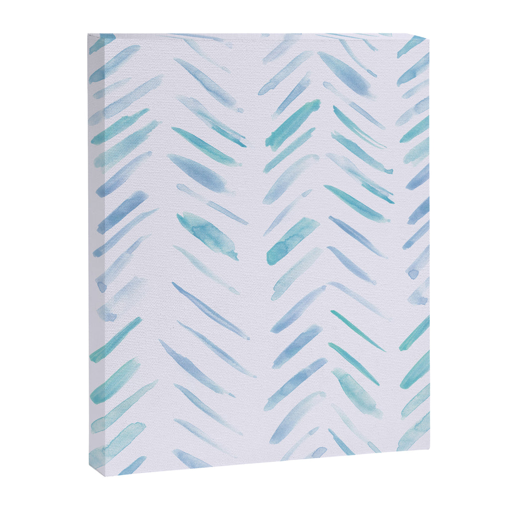 Baby blue and teal herringbone - watercolor brush strokes Canvas Print Gallery Image 8