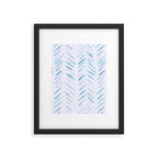 Baby blue and teal herringbone - watercolor brush strokes Framed Art Print Gallery Image 6