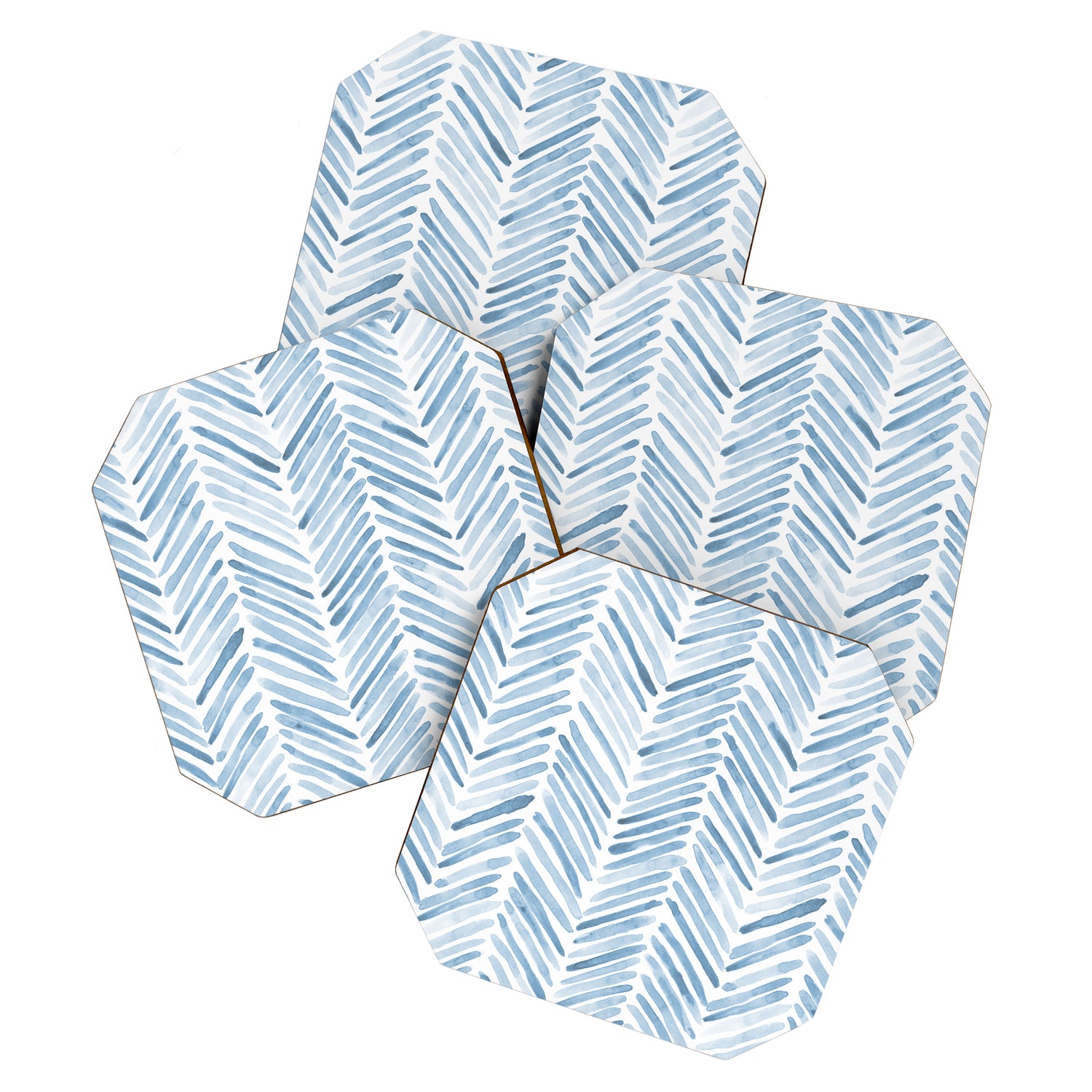 Baby blue watercolor herringbone  Coaster Gallery Image 1