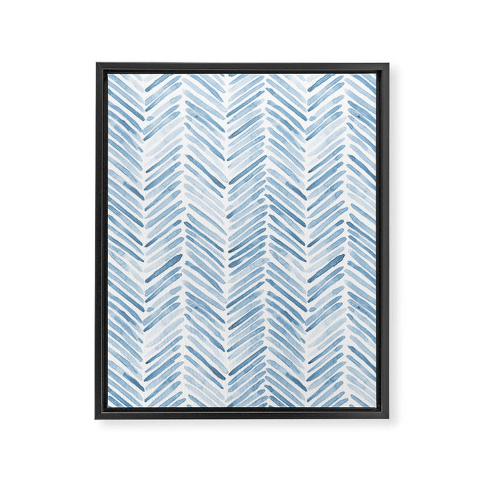 Baby blue watercolor herringbone  Framed Canvas Print Gallery Image 1