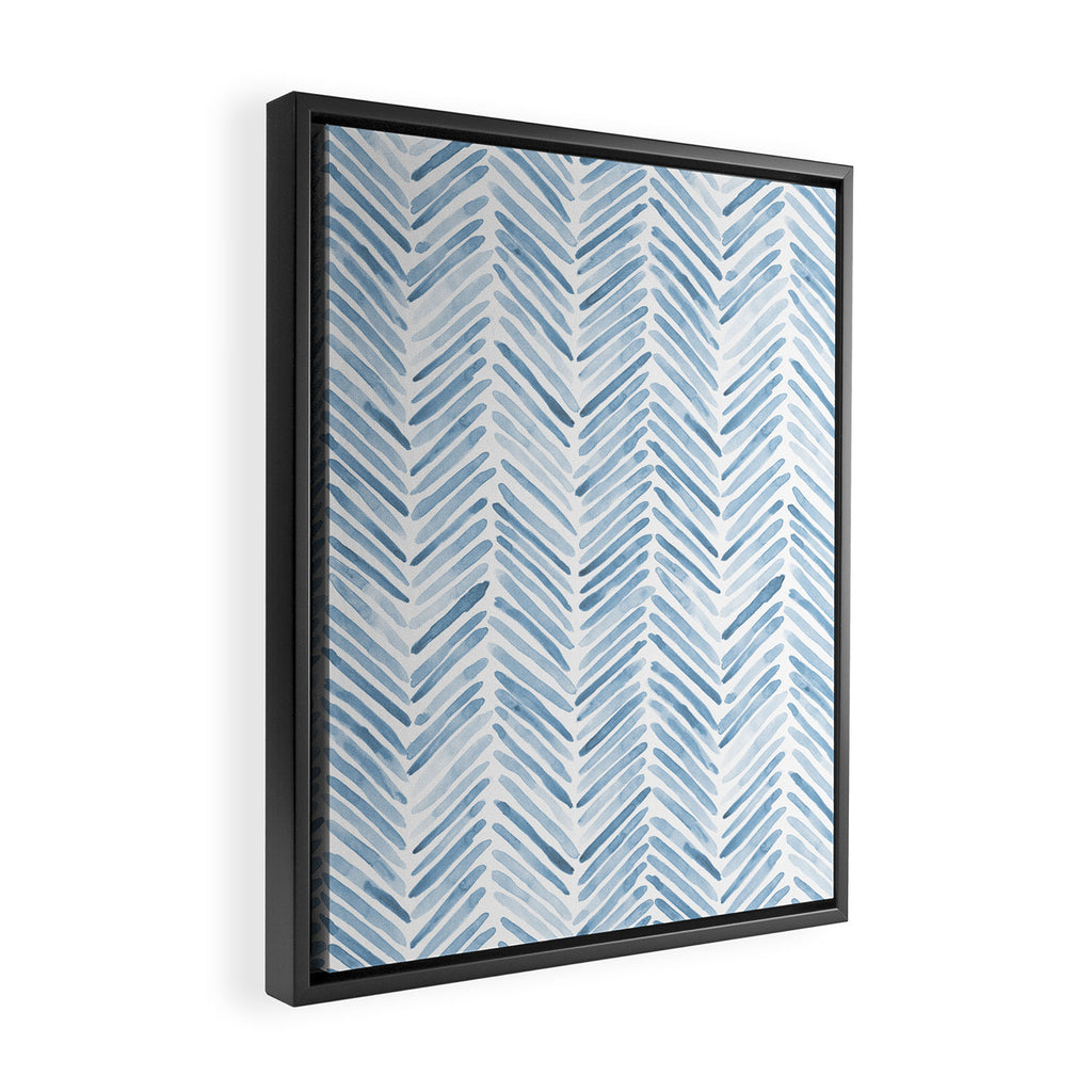 Baby blue watercolor herringbone  Framed Canvas Print Gallery Image 2