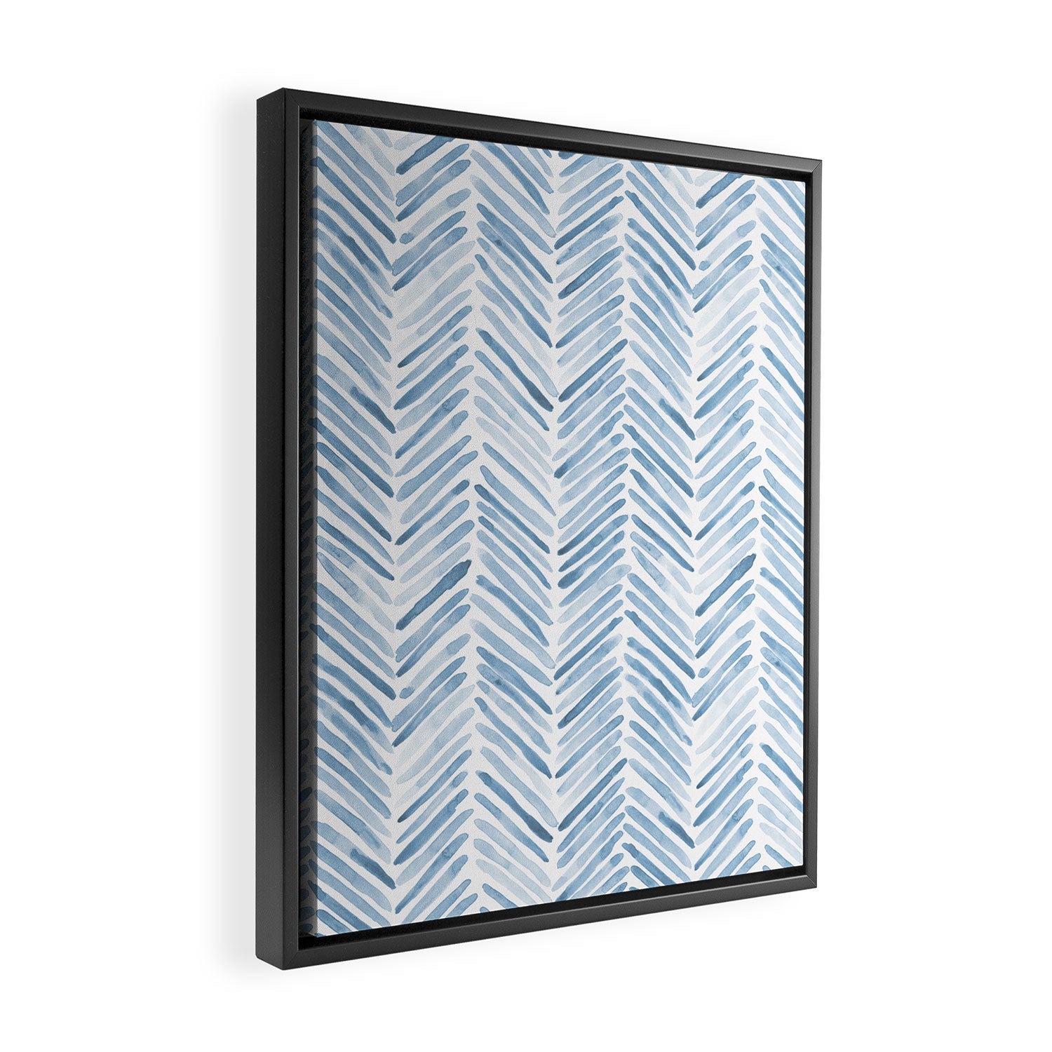 Baby blue watercolor herringbone  Framed Canvas Print Gallery Image 2