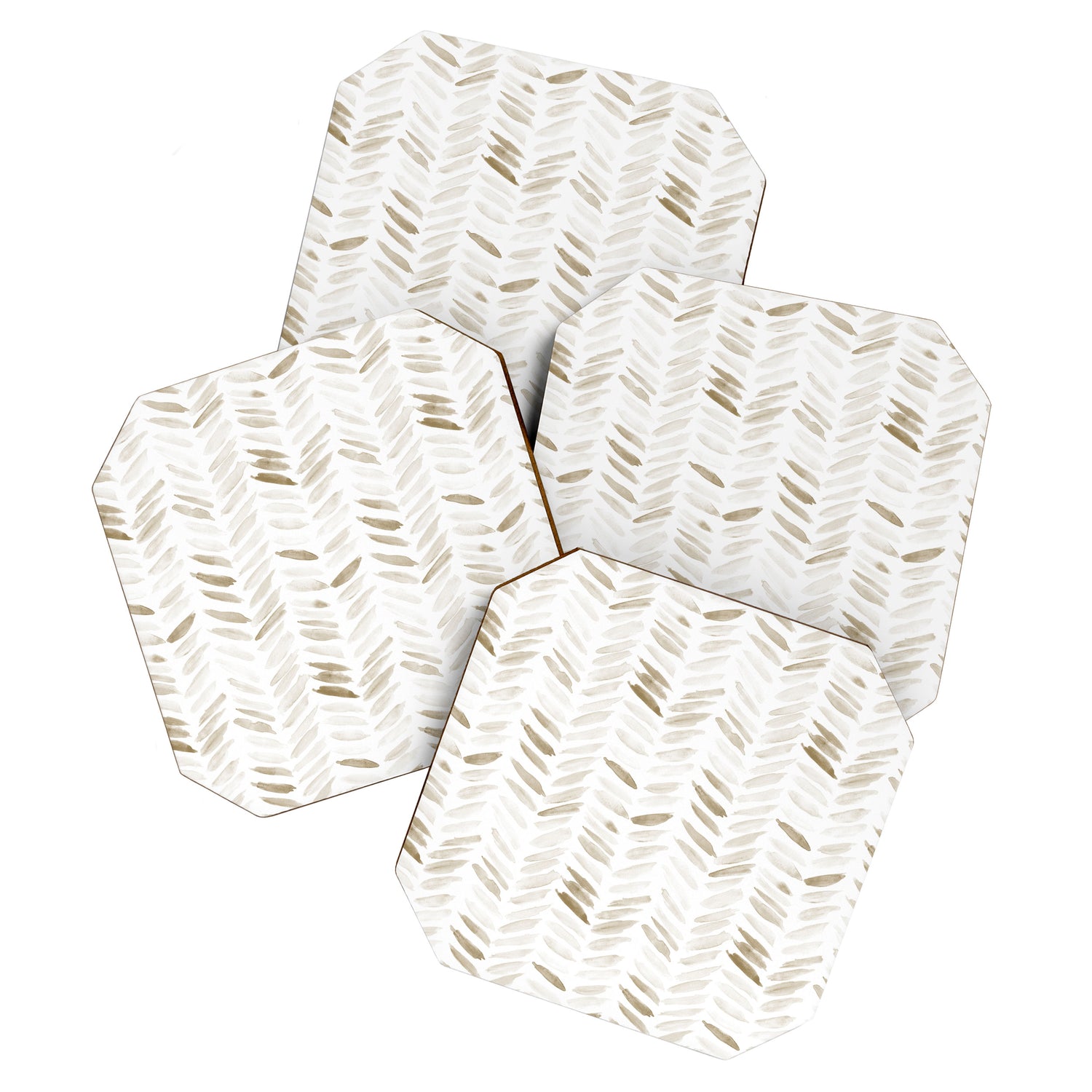 Boho herringbone in coffee shades - watercolor chevron  Coaster Gallery Image 1