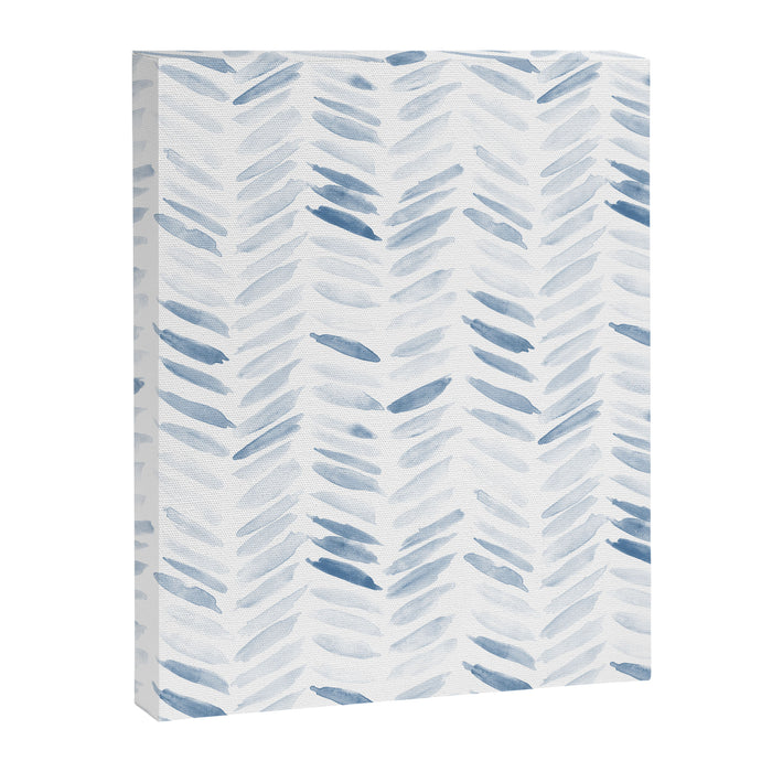 Denim blue watercolor chevron - painted herringbone  Canvas Print Gallery Image 1