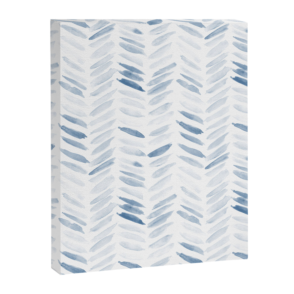 Denim blue watercolor chevron - painted herringbone  Canvas Print Gallery Image 8