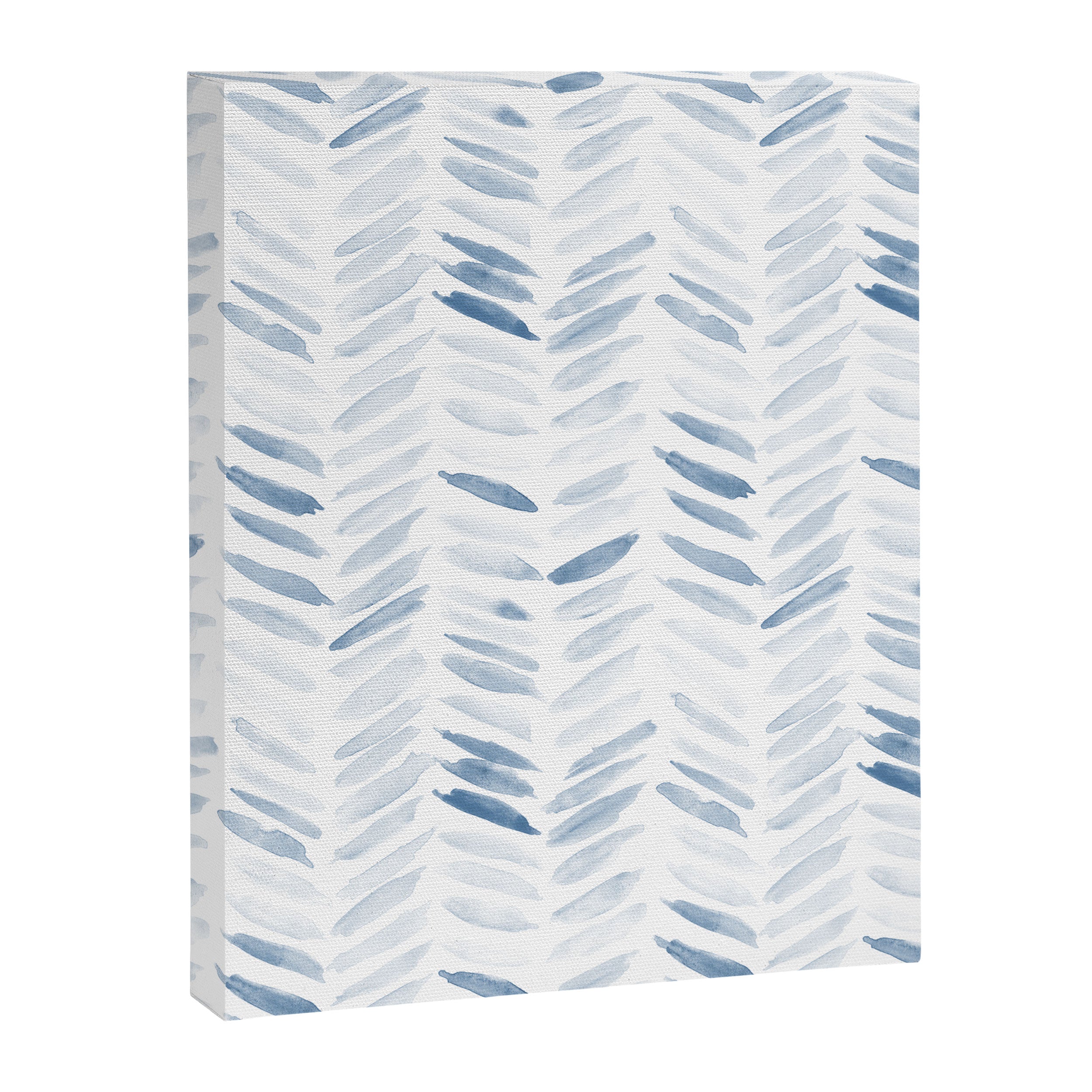Denim blue watercolor chevron - painted herringbone  Canvas Print Gallery Image 8