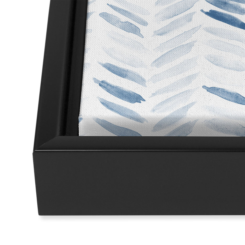 Denim blue watercolor chevron - painted herringbone  Framed Canvas Print Gallery Image 3