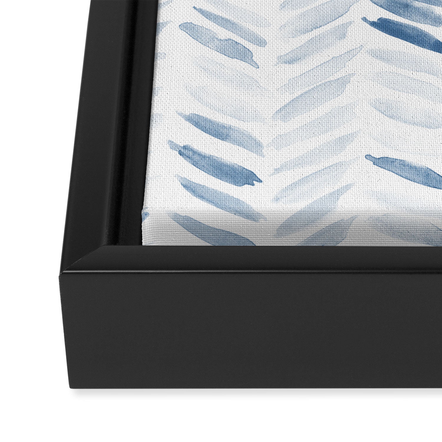 Denim blue watercolor chevron - painted herringbone  Framed Canvas Print Gallery Image 3