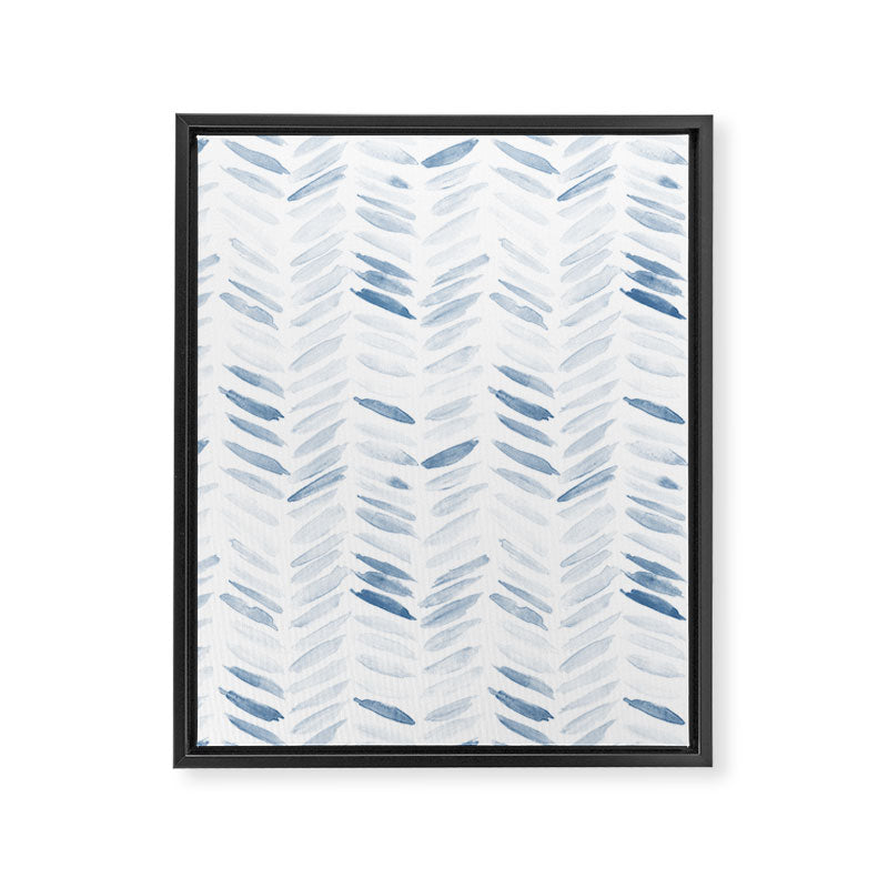 Denim blue watercolor chevron - painted herringbone  Framed Canvas Print Gallery Image 8