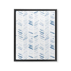 Denim blue watercolor chevron - painted herringbone  Framed Canvas Print Gallery Image 8