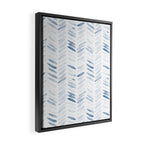 Denim blue watercolor chevron - painted herringbone  Framed Canvas Print Gallery Image 2
