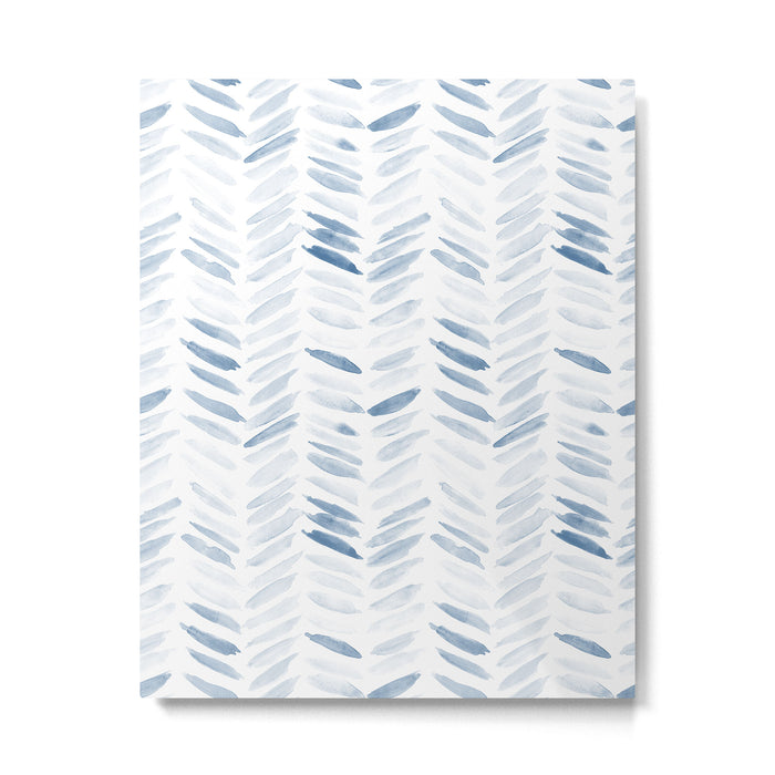 Denim blue watercolor chevron - painted herringbone  Metal Print Gallery Image 1