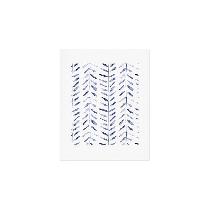 Indigo cuteness - watercolor abstract herringbone Art Print Gallery Image 1