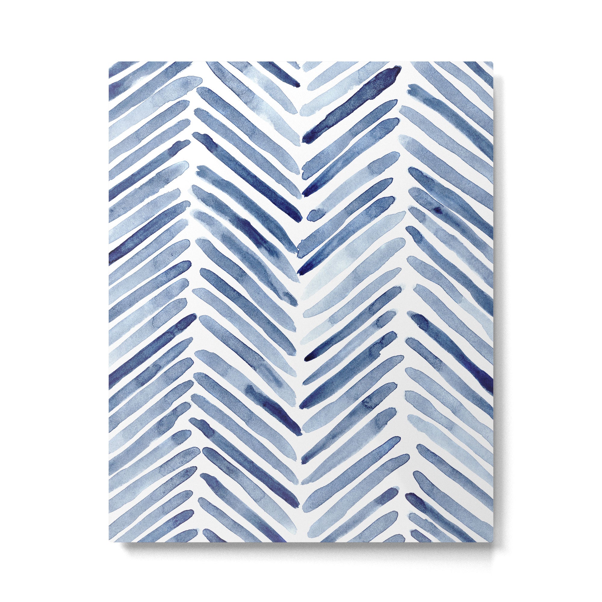Indigo herringbone - watercolor blue chevron Metal Print Gallery Image 6