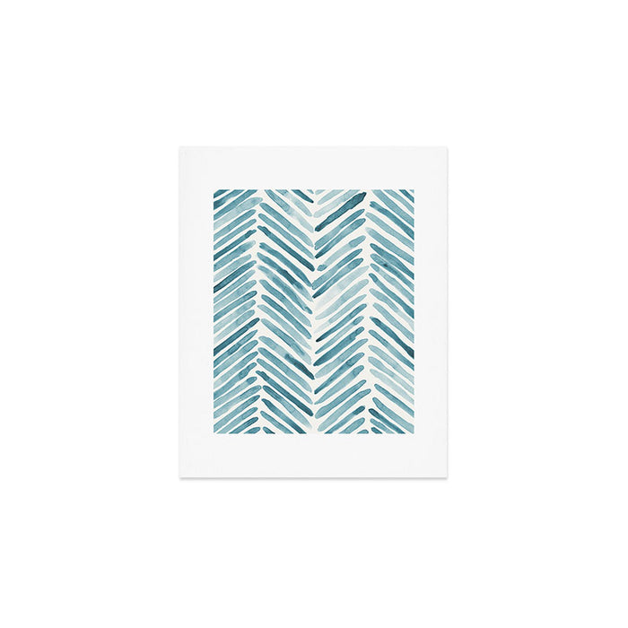 Turquoise herringbone - watercolor Art Print Gallery Image 1