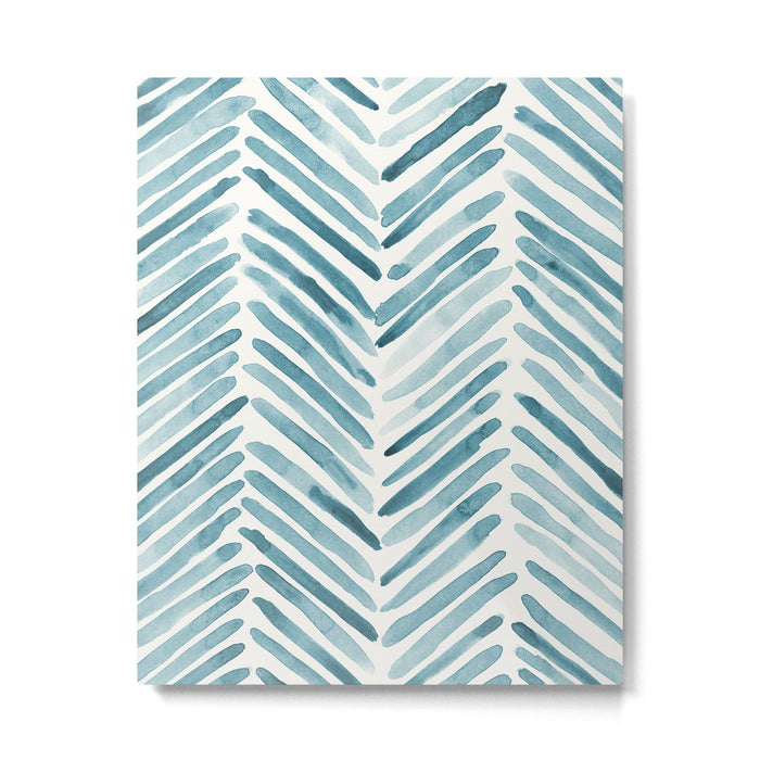 Turquoise herringbone - watercolor Metal Print Gallery Image 1
