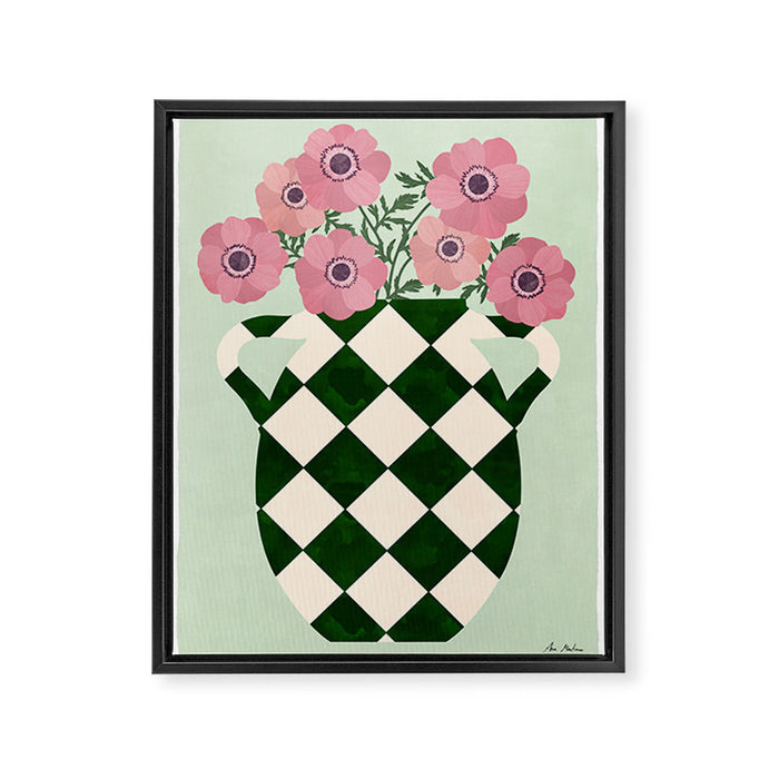 Anemones and vase Framed Canvas Print Gallery Image 1