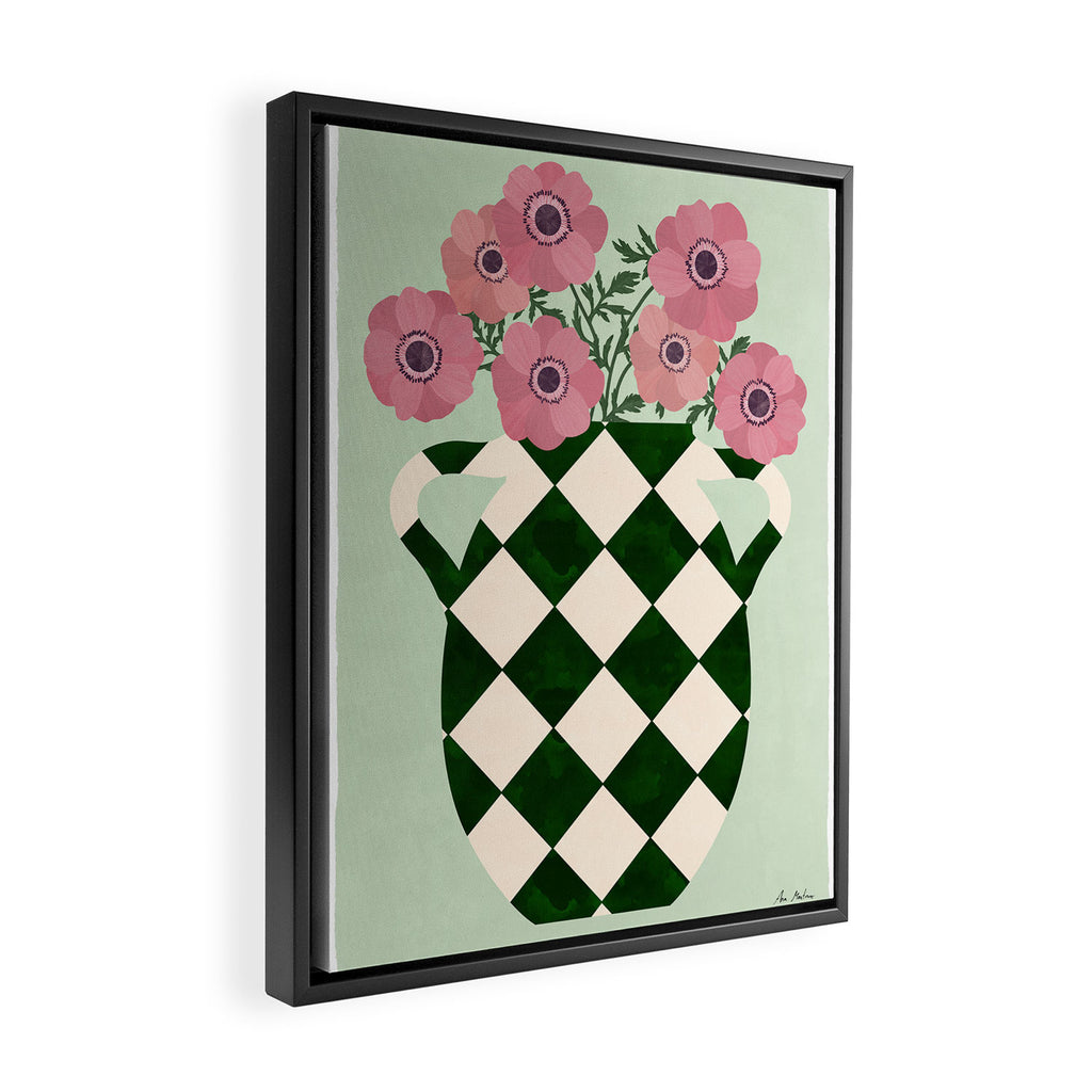 Anemones and vase Framed Canvas Print Gallery Image 2