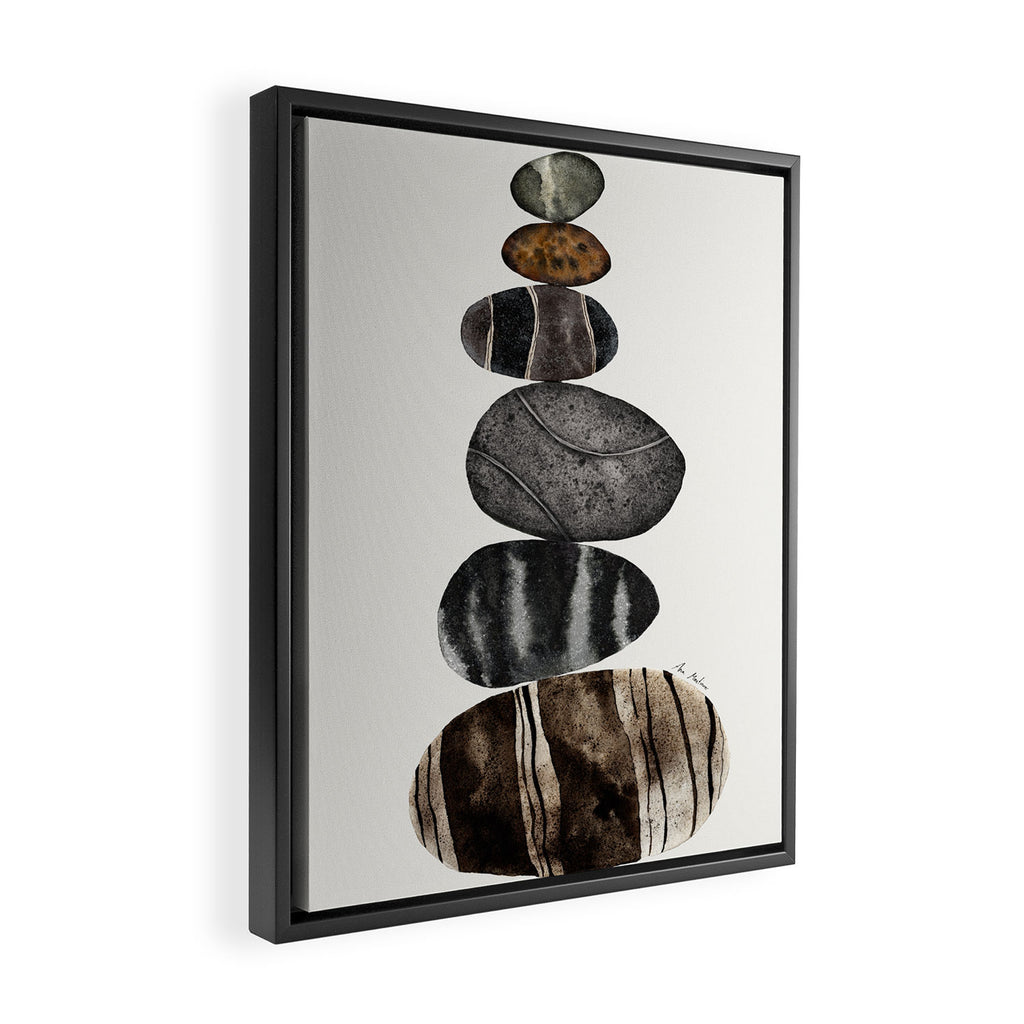 balancing beach pebbles Framed Canvas Print Gallery Image 2