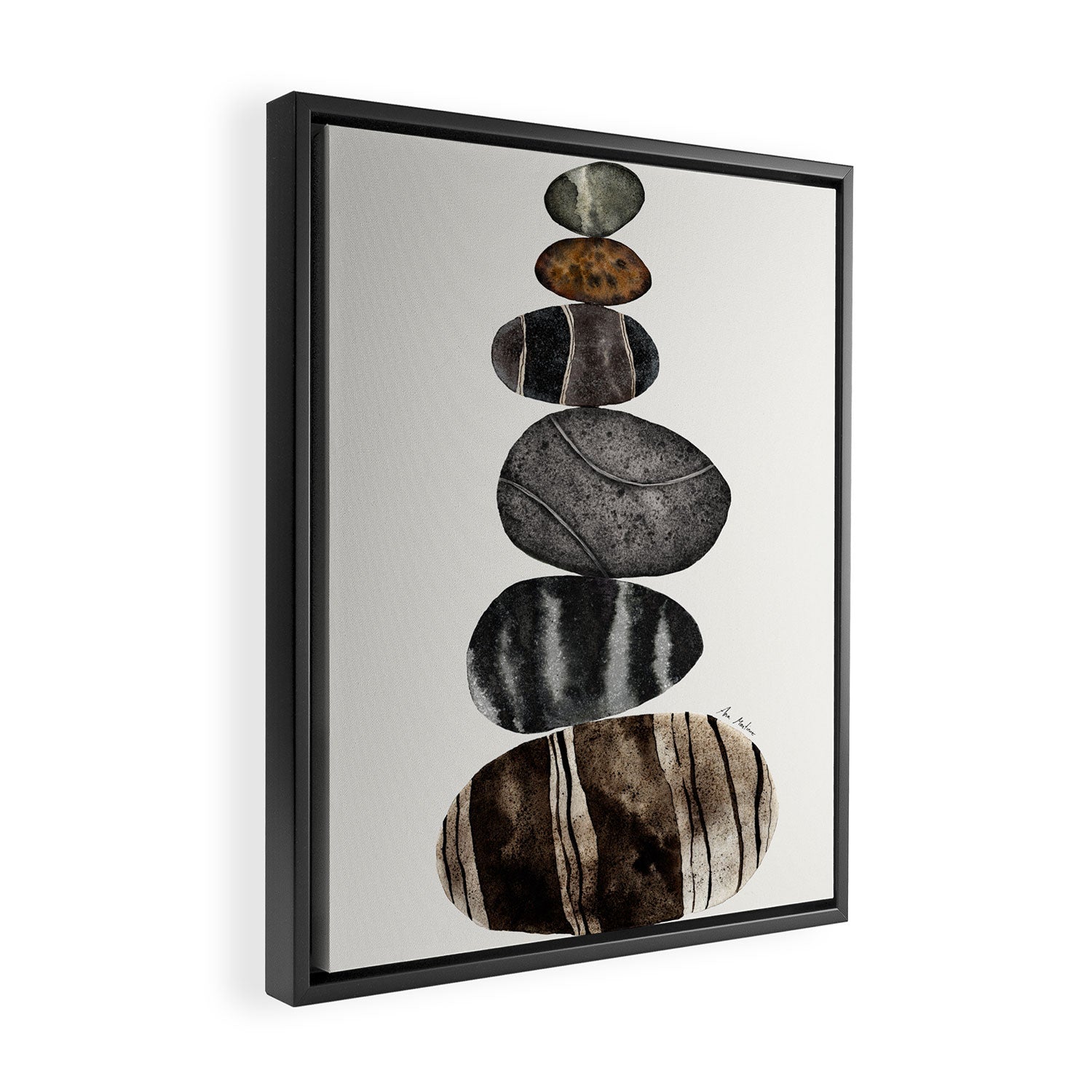 balancing beach pebbles Framed Canvas Print Gallery Image 2