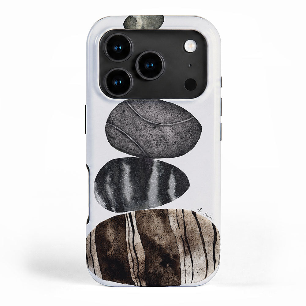 balancing beach pebbles iPhone Case Gallery Image 1