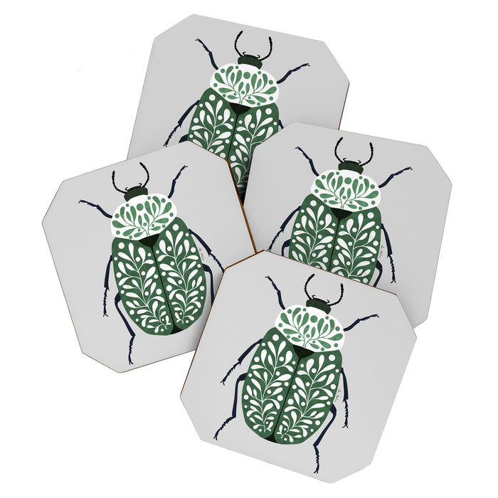 Beetle and leaves Coaster Gallery Image 1