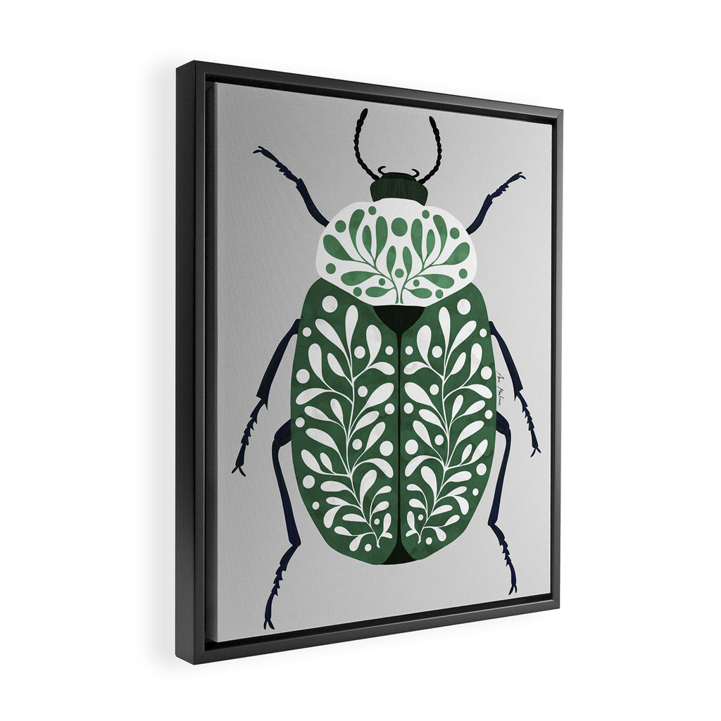 Beetle and leaves Framed Canvas Print Gallery Image 2
