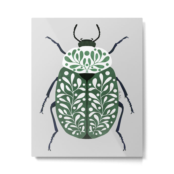 Beetle and leaves Metal Print Gallery Image 1
