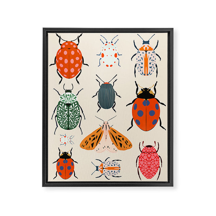 Beetles and butterfies Framed Canvas Print Gallery Image 1