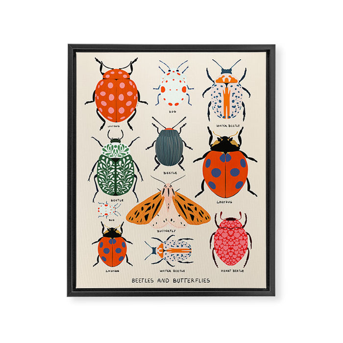 Beetles, butterflies and ladybugs Framed Canvas Print Gallery Image 1