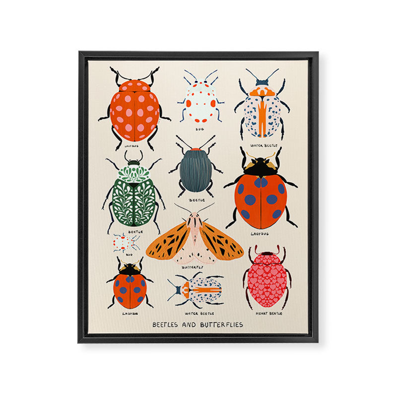 Beetles, butterflies and ladybugs Framed Canvas Print Gallery Image 6
