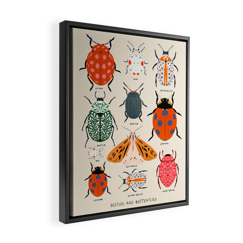 Beetles, butterflies and ladybugs Framed Canvas Print Gallery Image 2
