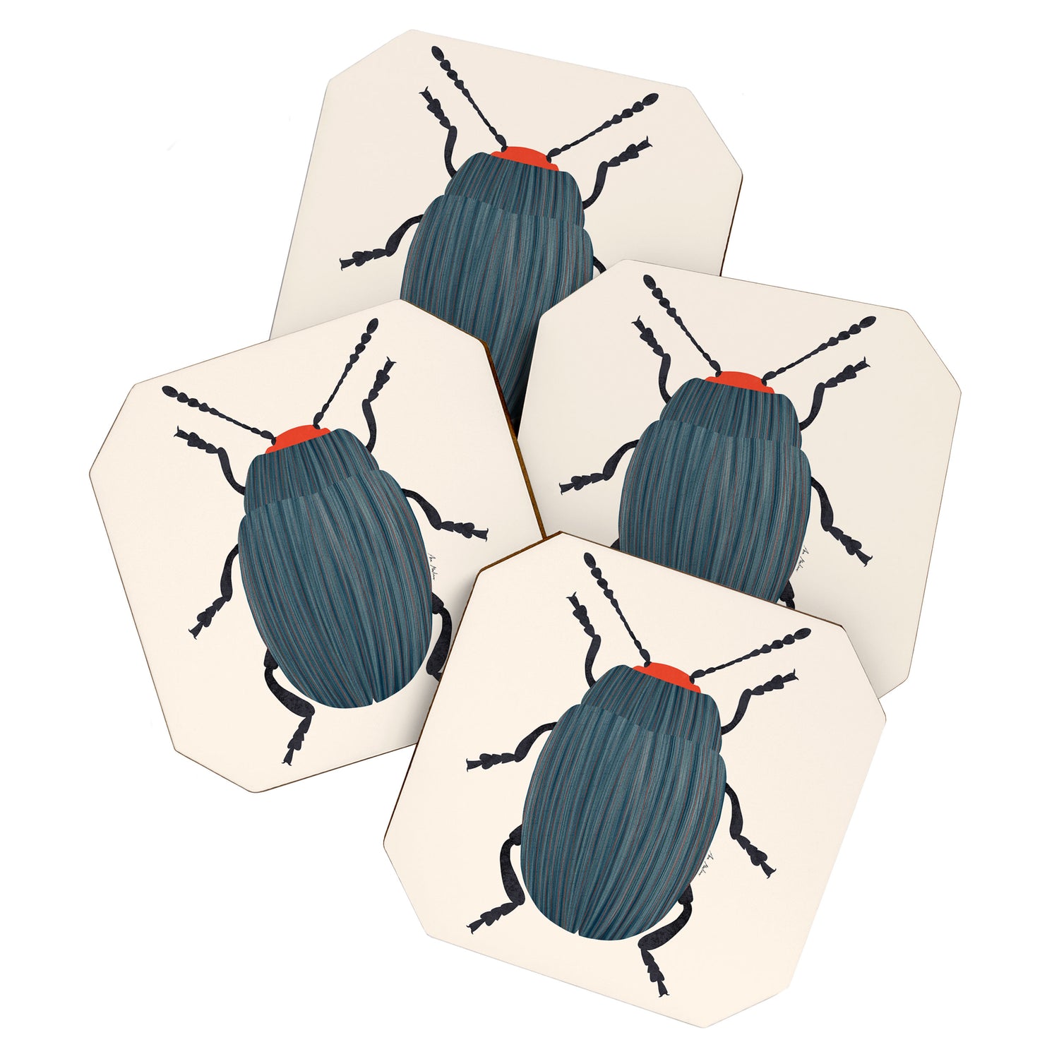 Blue and orange beetle Coaster Gallery Image 1