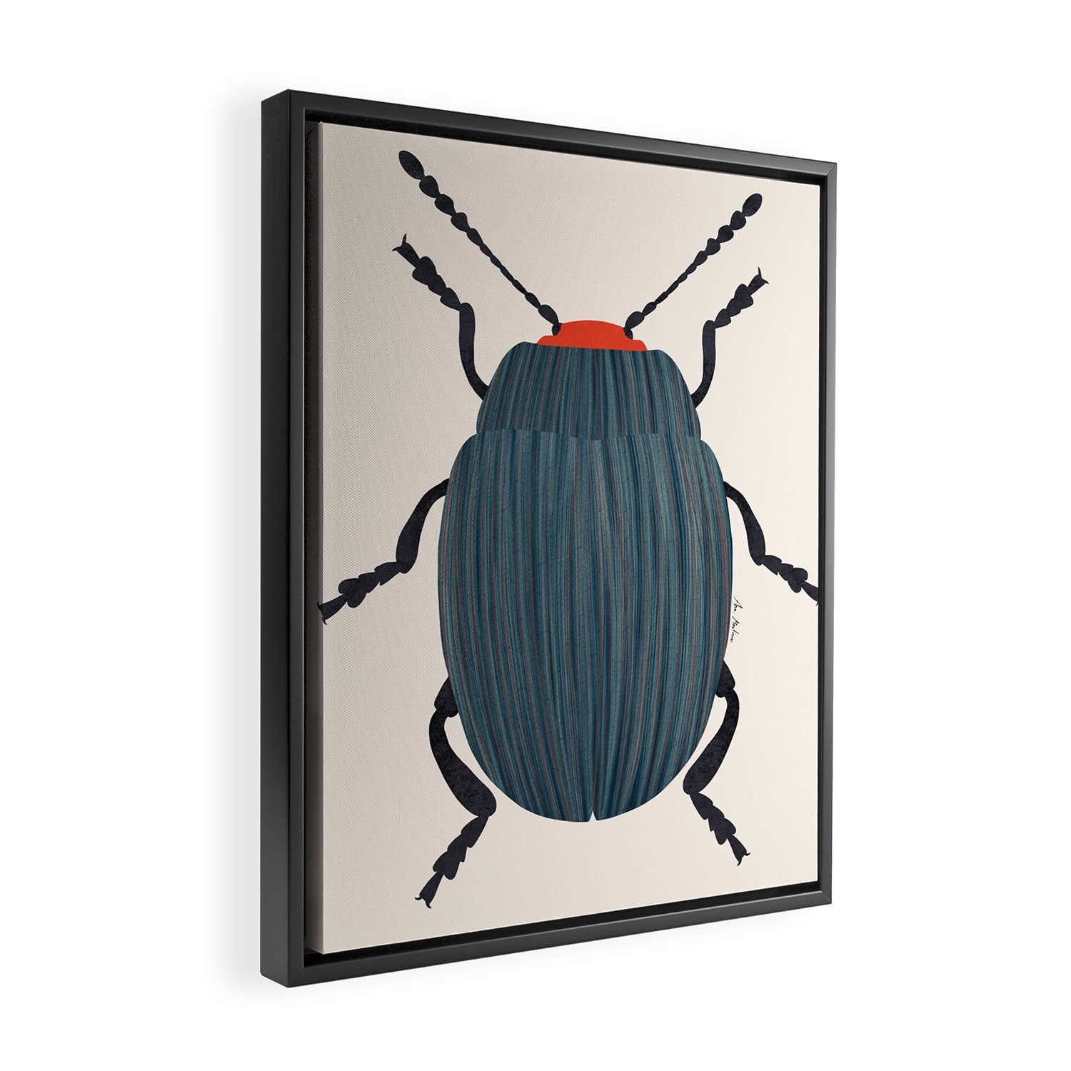 Blue and orange beetle Framed Canvas Print Gallery Image 2