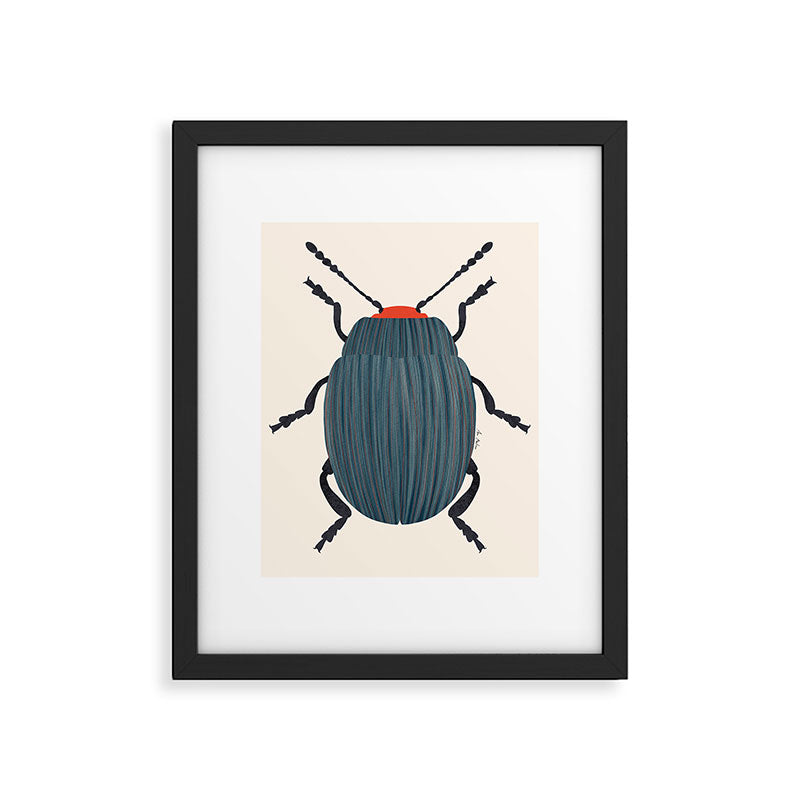 Blue and orange beetle Framed Art Print Gallery Image 6