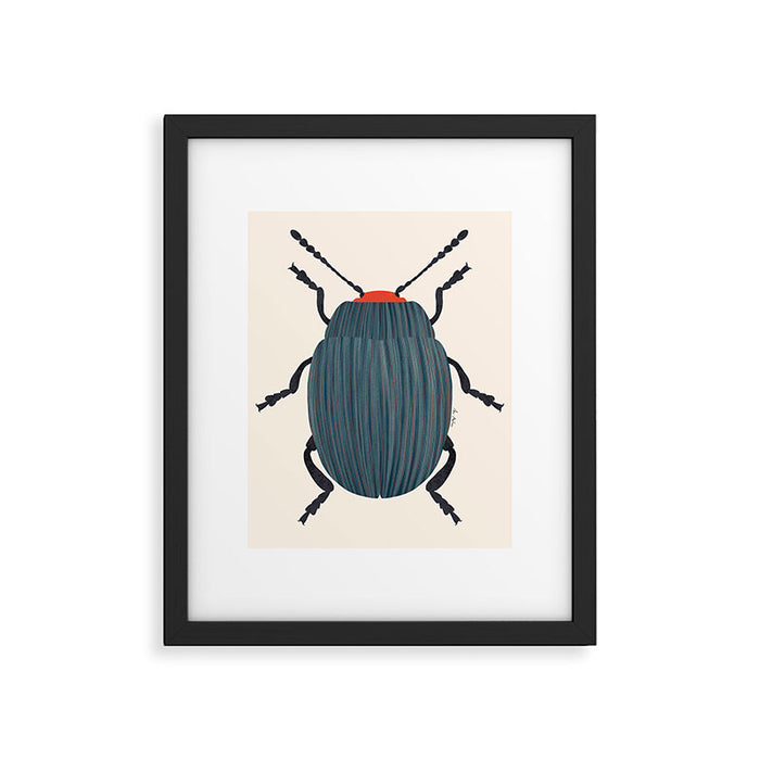 Blue and orange beetle Framed Art Print Gallery Image 1