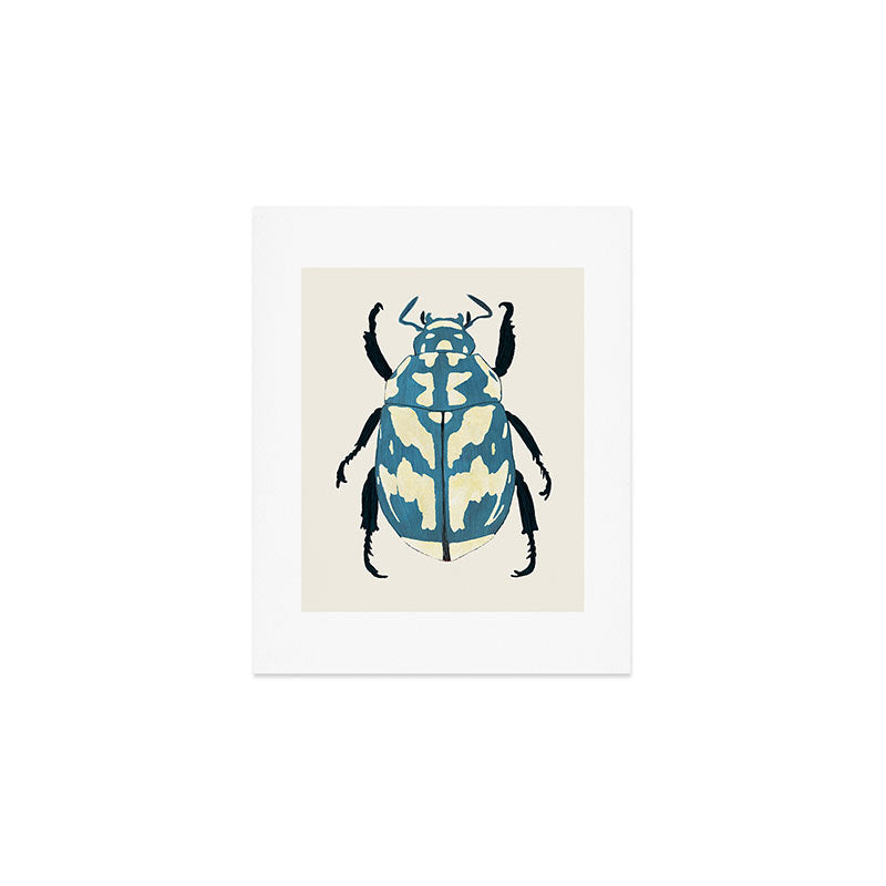 Blue beetle insect Art Print Gallery Image 1