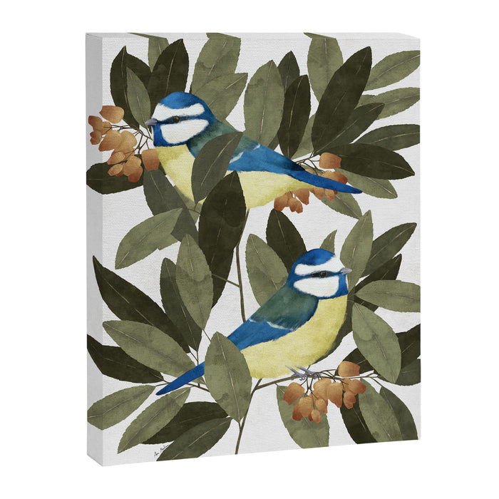 Blue tit and strawberry tree Canvas Print Gallery Image 1