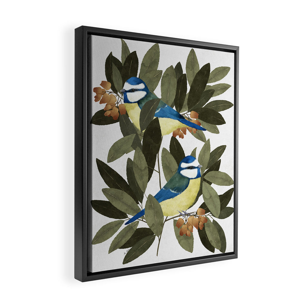 Blue tit and strawberry tree Framed Canvas Print Gallery Image 2