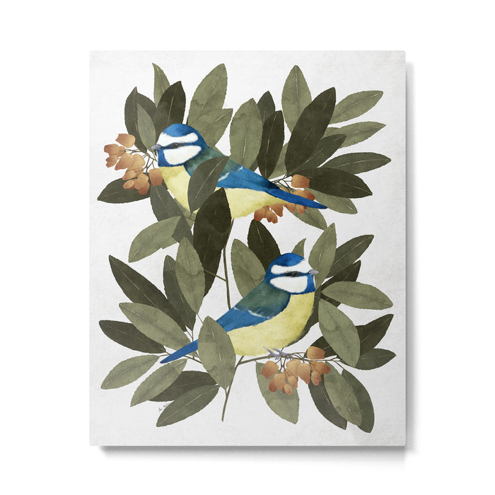 Blue tit and strawberry tree Metal Print Gallery Image 1