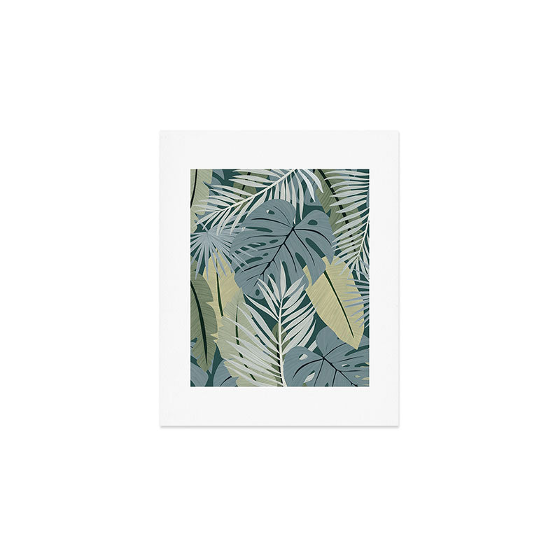 Blue tropical leaves Art Print Gallery Image 1