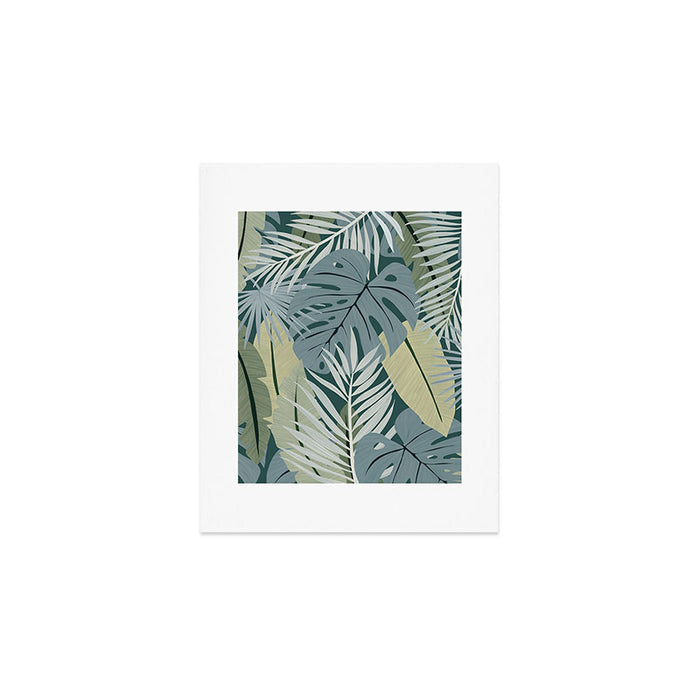 Blue tropical leaves Art Print Gallery Image 1