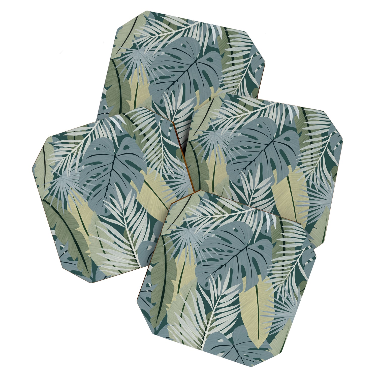 Blue tropical leaves Coaster Gallery Image 1