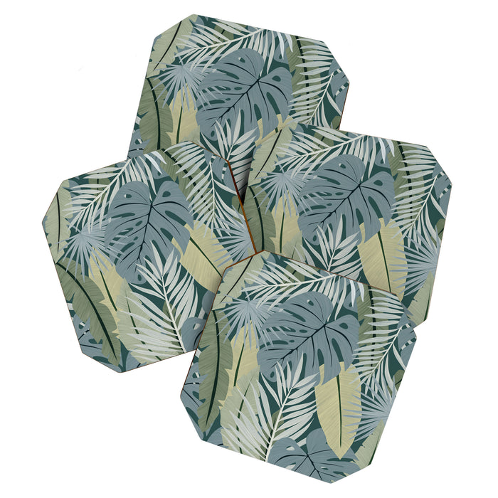 Blue tropical leaves Coaster Gallery Image 1